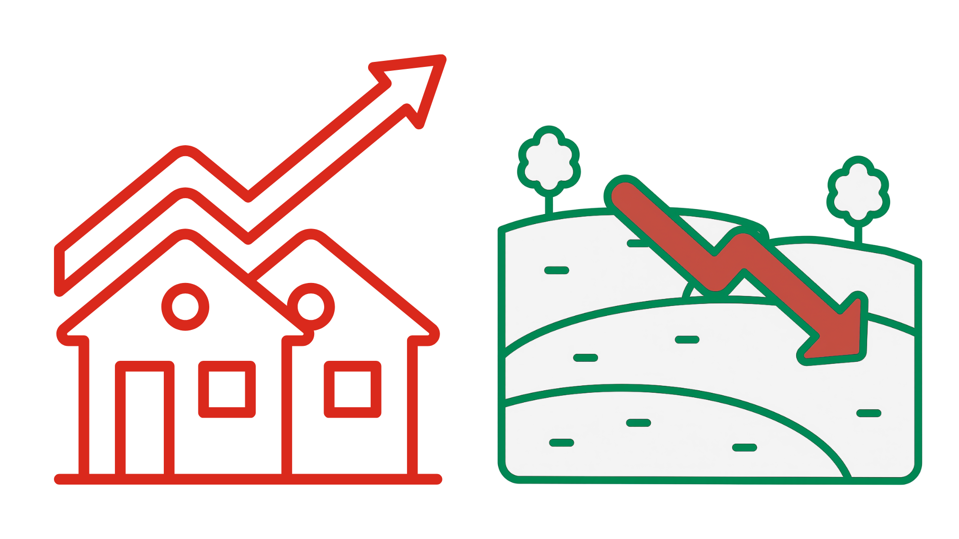 Graphic of single family housing development rapidly reducing our farmland acreage